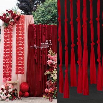 Bandă decorativă roșie cu împletitură în stil prințesă, pentru decor exterior, pandantiv cu nod pentru tavan