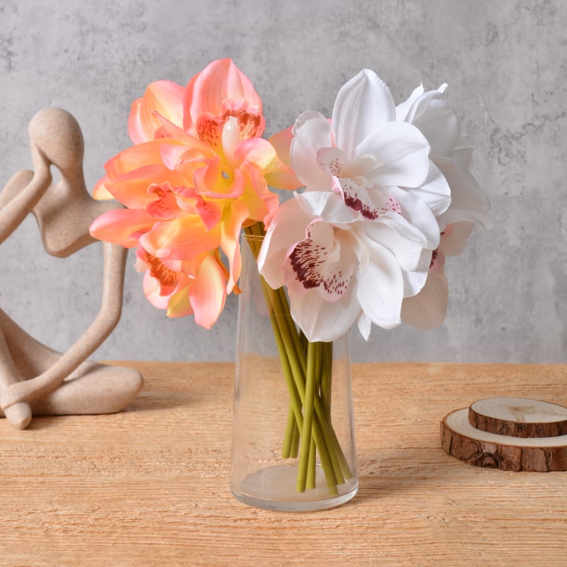 Flori artificiale en gros — buchet de Cymbidium imprimat 3D pentru vitrina hotelului și decor pentru fundalul nunții