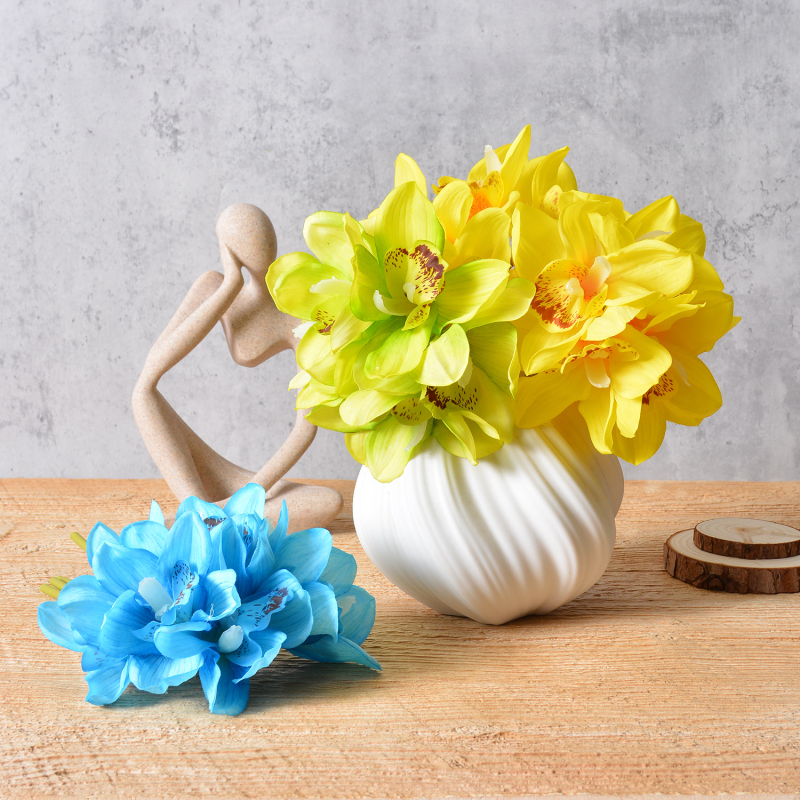 Flori artificiale en gros — buchet de Cymbidium imprimat 3D pentru vitrina hotelului și decor pentru fundalul nunții