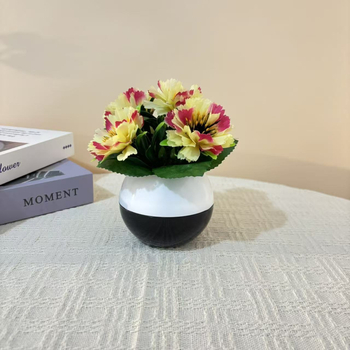 Set nou de 5 ghivece din plastic cu flori artificiale mini, decor de birou, vază în stil modern