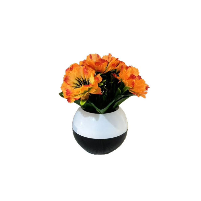 Set nou de 5 ghivece din plastic cu flori artificiale mini, decor de birou, vază în stil modern