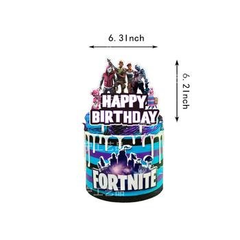 Set de decorațiuni pentru petrecere cu tema Fortnite Night: stegulețe, ornamente de tort cu baloane, ghirlande spirale și accesorii pentru petrecere cu alpaca