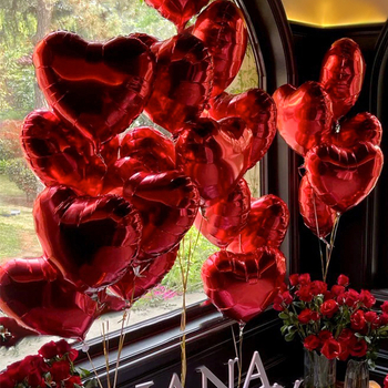Balon inimă din folie roșie, pentru cererea în căsătorie, recuzită pentru fotografiere și decor romantic