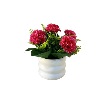 Noul aranjament cu cinci garoafe într-un mini bonsai în ghiveci, în formă de inel, pentru decor de birou, flori artificiale realiste