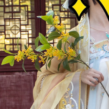 Τεχνητά άνθη Osmanthus για διακόσμηση κήπων και φωτογραφικά αξεσουάρ, κλωνάρια και φύλλα Osmanthus