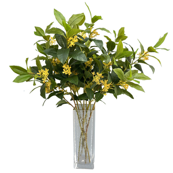 Τεχνητά άνθη Osmanthus για διακόσμηση κήπων και φωτογραφικά αξεσουάρ, κλωνάρια και φύλλα Osmanthus