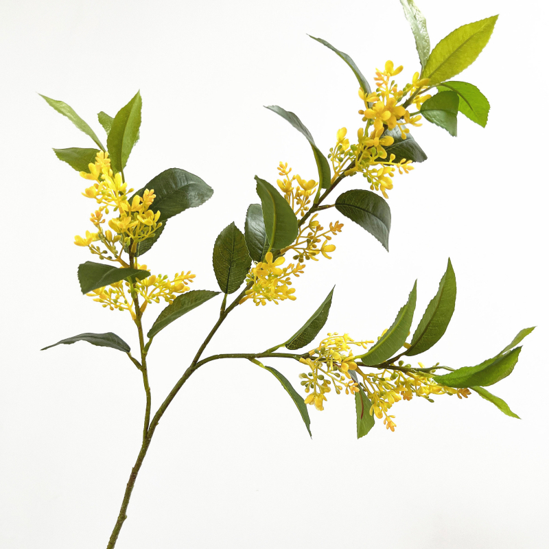 Τεχνητά άνθη Osmanthus για διακόσμηση κήπων και φωτογραφικά αξεσουάρ, κλωνάρια και φύλλα Osmanthus