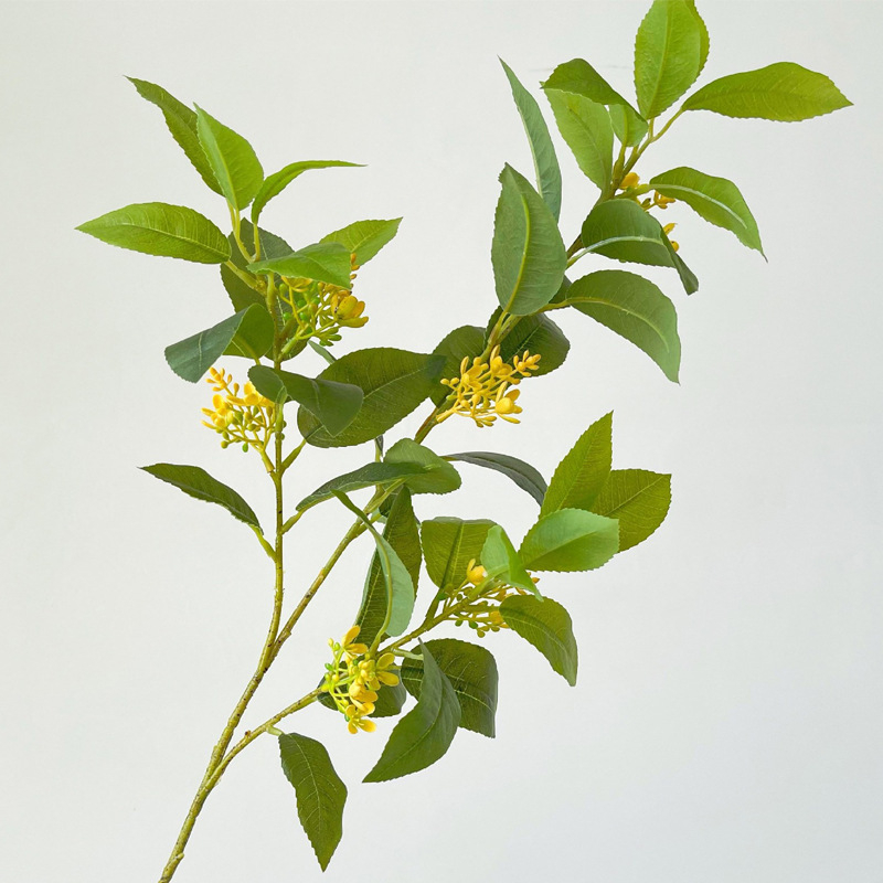 Τεχνητά άνθη Osmanthus για διακόσμηση κήπων και φωτογραφικά αξεσουάρ, κλωνάρια και φύλλα Osmanthus