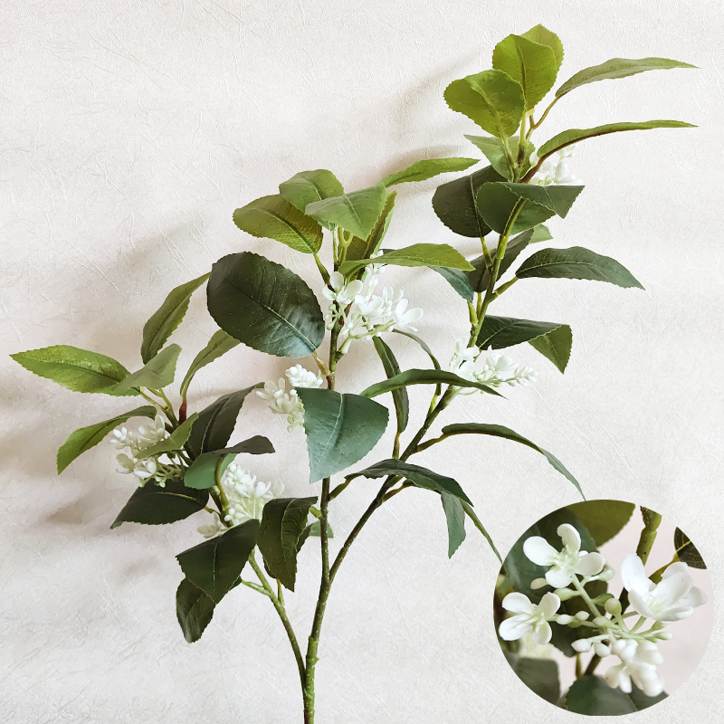 Τεχνητά άνθη Osmanthus για διακόσμηση κήπων και φωτογραφικά αξεσουάρ, κλωνάρια και φύλλα Osmanthus