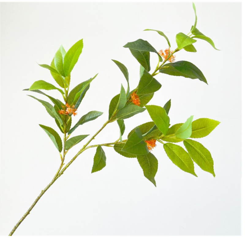 Τεχνητά άνθη Osmanthus για διακόσμηση κήπων και φωτογραφικά αξεσουάρ, κλωνάρια και φύλλα Osmanthus