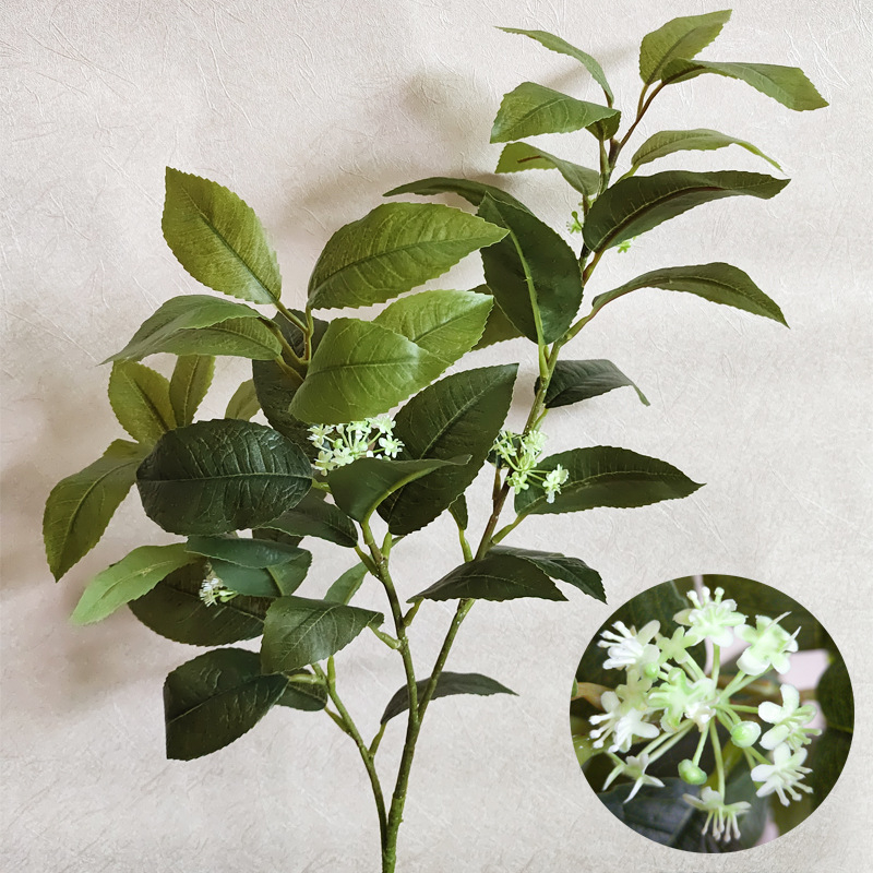 Τεχνητά άνθη Osmanthus για διακόσμηση κήπων και φωτογραφικά αξεσουάρ, κλωνάρια και φύλλα Osmanthus