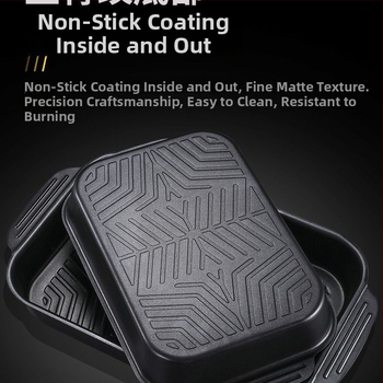 Tigaie grill dreptunghiulară, antiaderentă pentru pește, compatibilă cu inducția, pentru uz casnic și comercial
