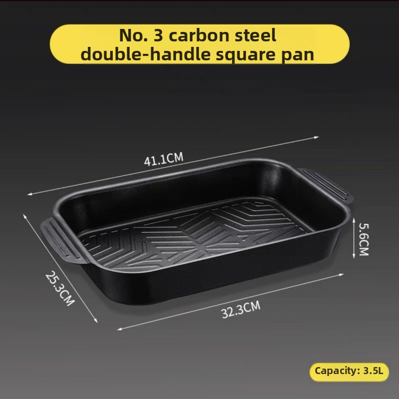 Tigaie grill dreptunghiulară, antiaderentă pentru pește, compatibilă cu inducția, pentru uz casnic și comercial