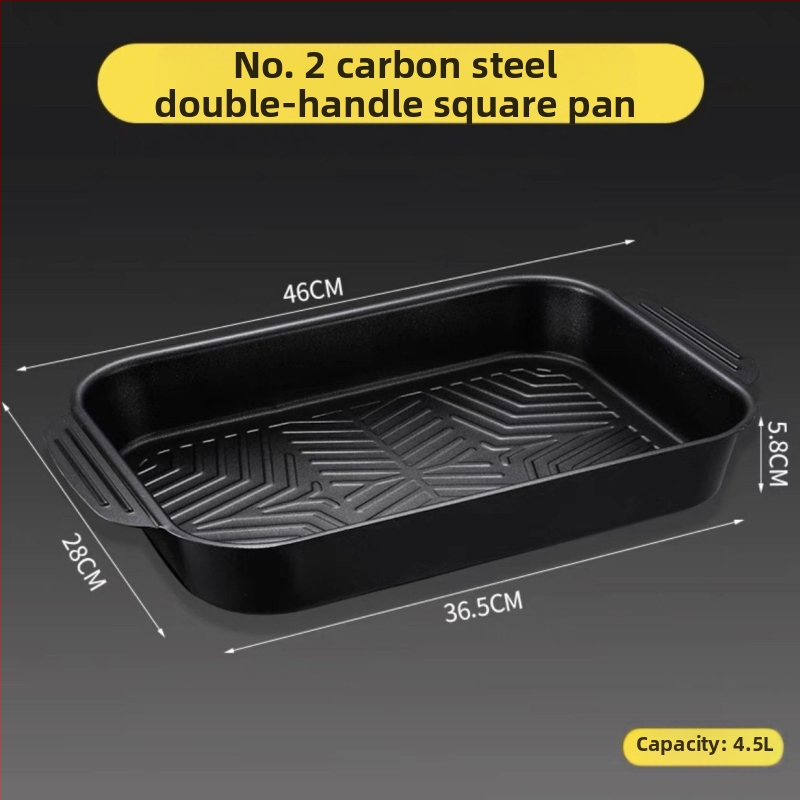 Tigaie grill dreptunghiulară, antiaderentă pentru pește, compatibilă cu inducția, pentru uz casnic și comercial