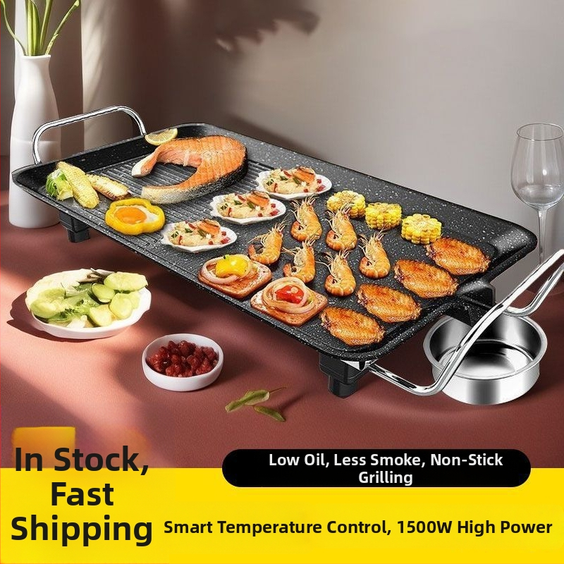 Tigaie electrică cu piatră Maifan, antiaderentă, pentru BBQ coreean, multifuncțional pentru uz casnic