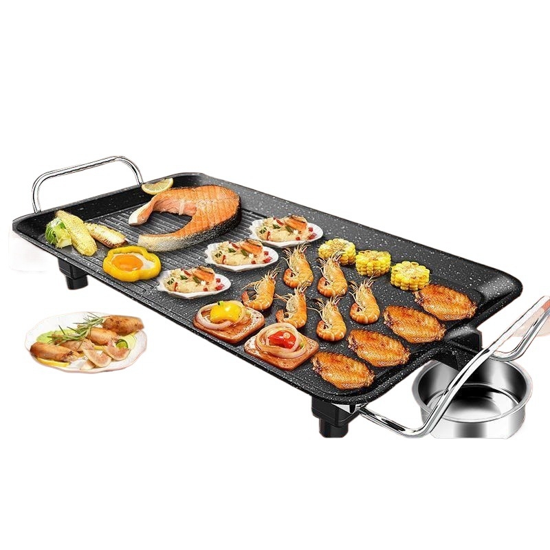 Tigaie electrică cu piatră Maifan, antiaderentă, pentru BBQ coreean, multifuncțional pentru uz casnic