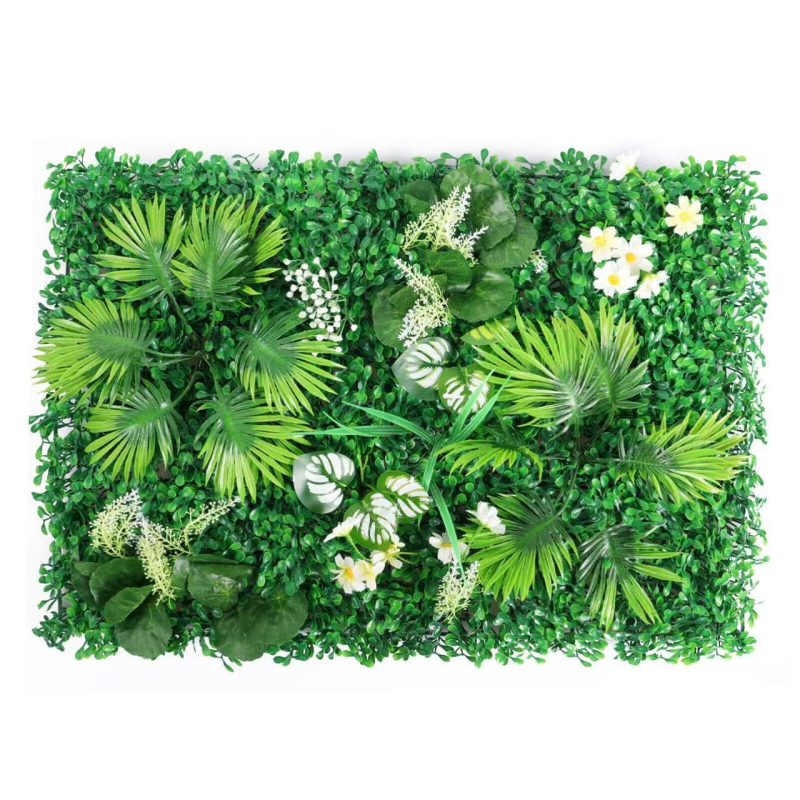 Perete cu flori artificiale, iarbă artificială în stil Milano, plante plastice pentru perete, fundal personalizabil