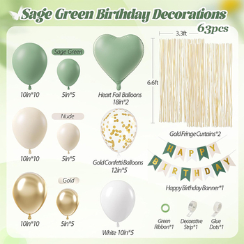 Set baloane latex retro avocado verde și verde măslină pentru decor de ziua de naștere