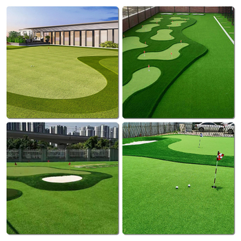 Gazon artificial pentru putting green, cu fibre colorate curbate