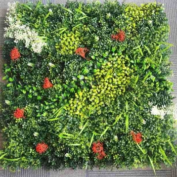Plante artificiale pentru perete, iarbă sintetică și flori din plastic, decor pentru despărțitoare între scări și balcon