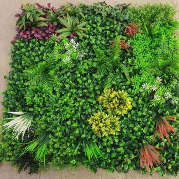 Plante artificiale pentru perete, iarbă sintetică și flori din plastic, decor pentru despărțitoare între scări și balcon