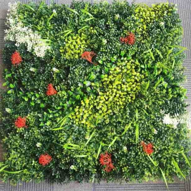 Plante artificiale pentru perete, iarbă sintetică și flori din plastic, decor pentru despărțitoare între scări și balcon