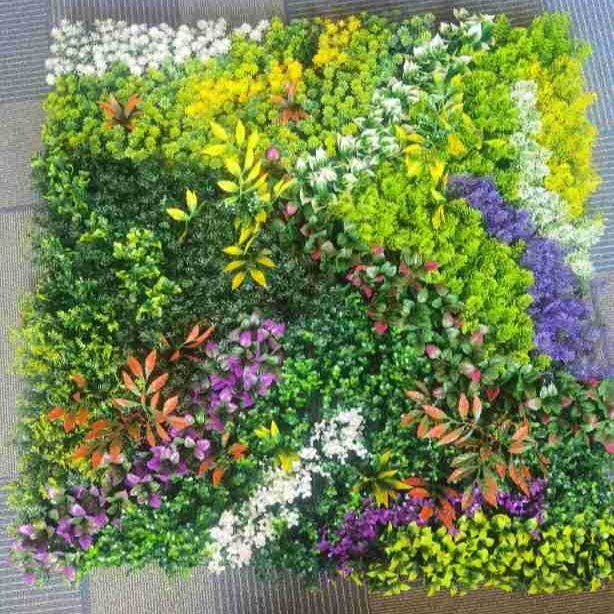 Plante artificiale pentru perete, iarbă sintetică și flori din plastic, decor pentru despărțitoare între scări și balcon