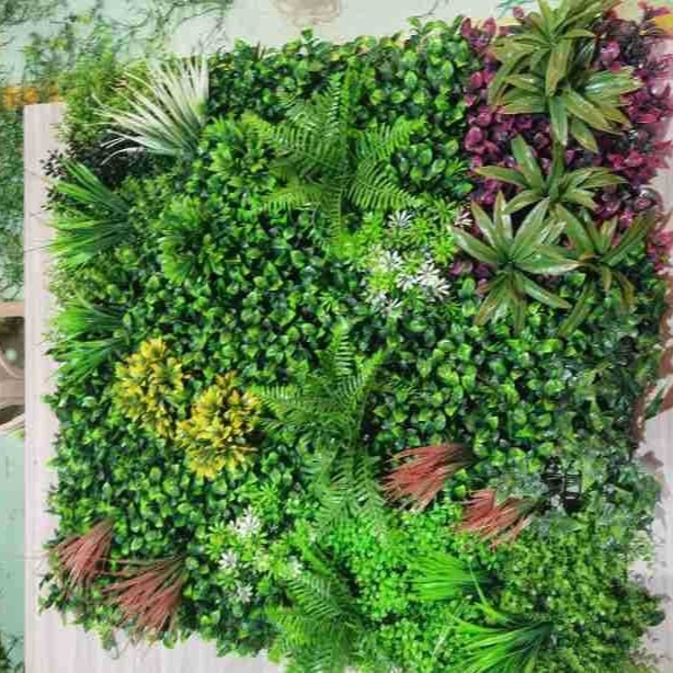 Plante artificiale pentru perete, iarbă sintetică și flori din plastic, decor pentru despărțitoare între scări și balcon