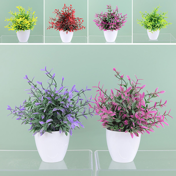 Plantă artificială de eucalipt pentru birou, decor din plastic pentru interior, înălțime 22 cm
