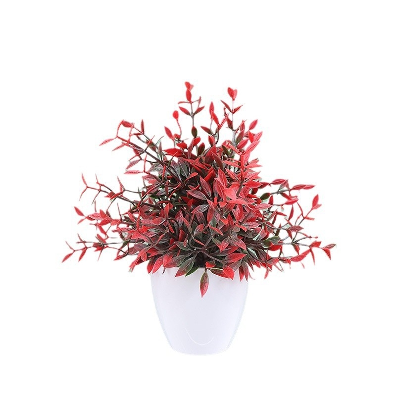 Plantă artificială de eucalipt pentru birou, decor din plastic pentru interior, înălțime 22 cm