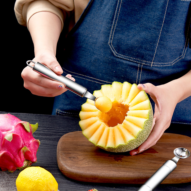 Cuțit de sculptură din oțel inoxidabil pentru fructe, formator de bile de fructe, platou de fructe, lingură pentru bile, instrument creativ de bucătărie