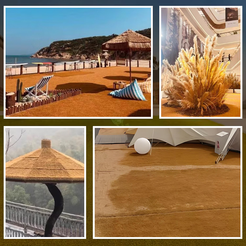 Gazon artificial de plajă pentru zone scenice – gazon simulant auriu, covor galben de iarbă pentru pardoseală