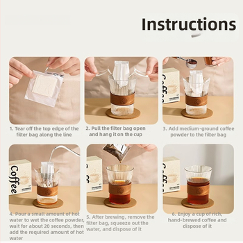Filtru de cafea pentru pour-over, pungă filtrantă din material nețesut, de calitate alimentară, cu strat gros