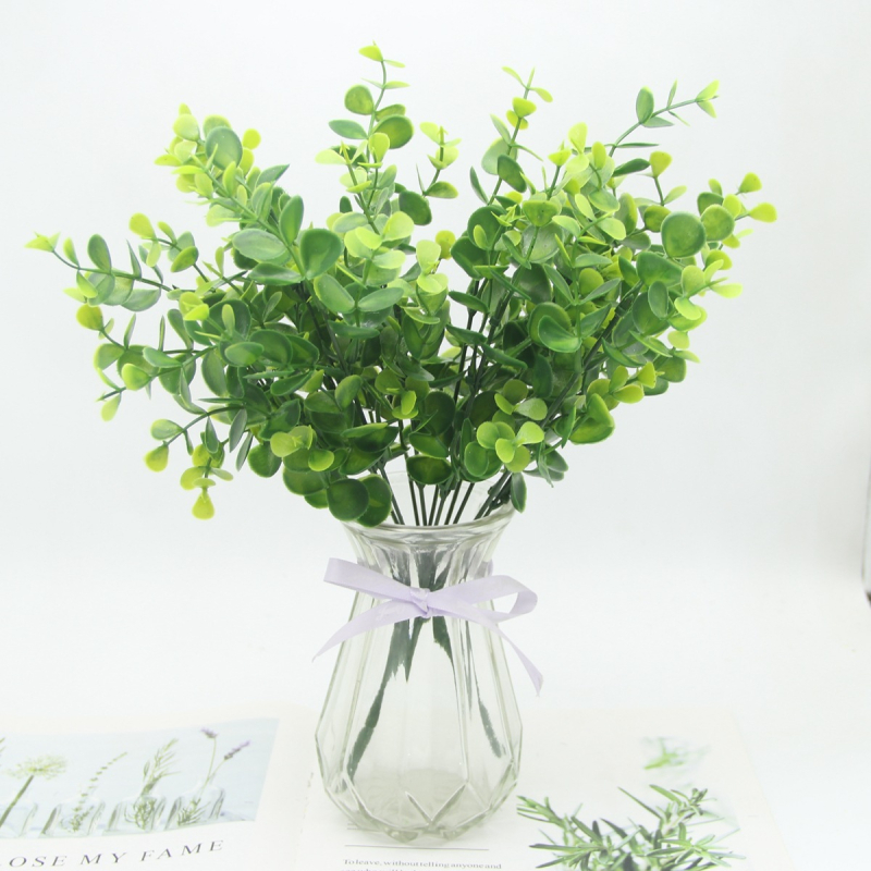 Plante artificiale de eucalipt, buchet cu flori din plastic pentru aranjamente, verdeață pentru pereți cu iarbă