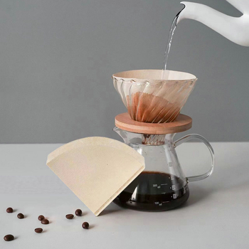 Filtru de cafea de unică folosință, conic, în formă de V, din pulpă de lemn naturală, pentru pour-over