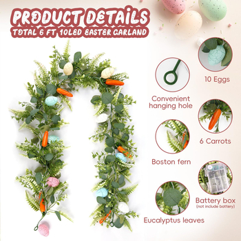 Ouă de Paște artificiale din ratan, decor pentru perete cu plante verzi