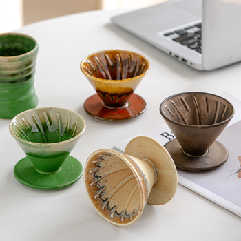 Cană de cafea din ceramică rustică, lucrată manual, glazură de cuptor, în stil japonez, set filtre pour-over