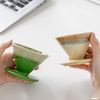 Cană de cafea din ceramică rustică, lucrată manual, glazură de cuptor, în stil japonez, set filtre pour-over