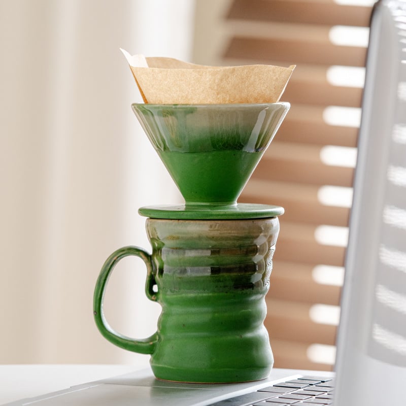 Cană de cafea din ceramică rustică, lucrată manual, glazură de cuptor, în stil japonez, set filtre pour-over