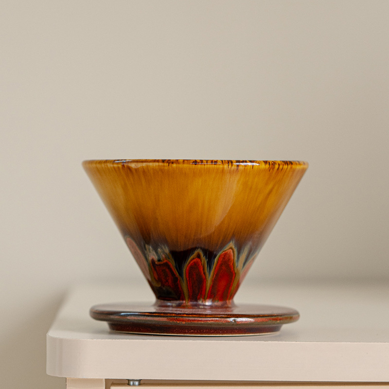 Cană de cafea din ceramică rustică, lucrată manual, glazură de cuptor, în stil japonez, set filtre pour-over