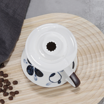 Set ceramic V60 conic pentru cafea – cană-filtru pentru filtrare prin picurare, pictat manual în stil japonez.