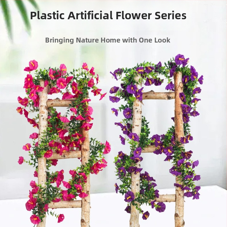 Viță artificială cu flori, Morning Glory cu 135 fire pentru conducte de aer condiționat, arcade pentru nunți și împachetare decorativă