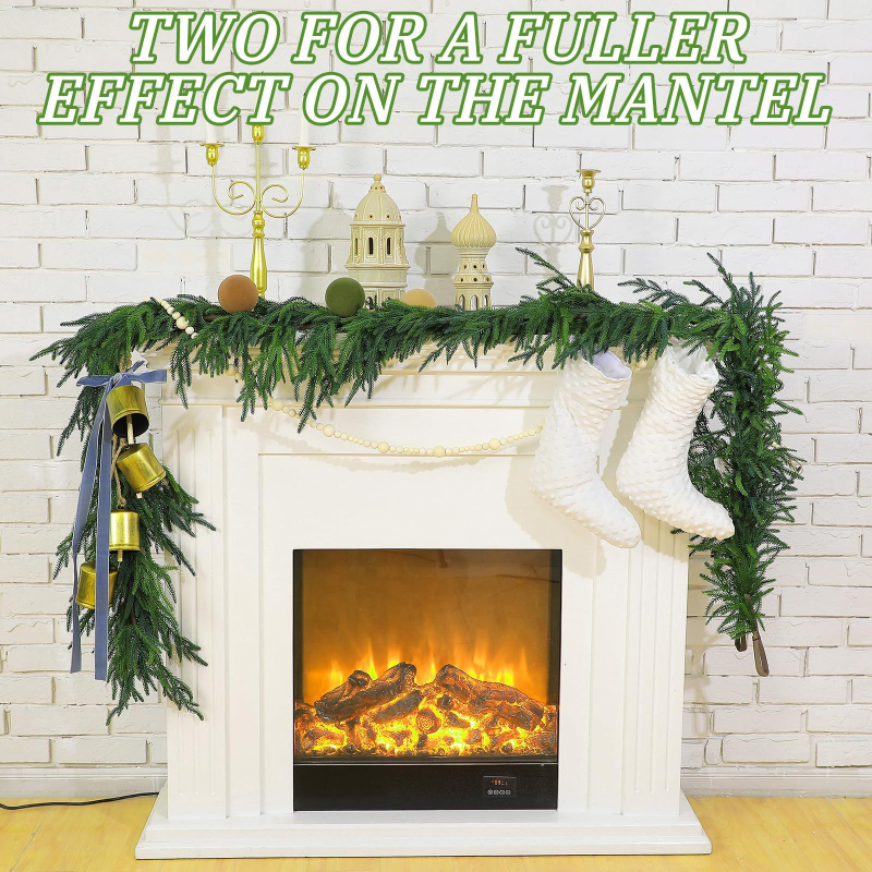 Венец за врата от иглички Norfolk pine, ратанова украса и изкуствени зелени листа, мек PVC