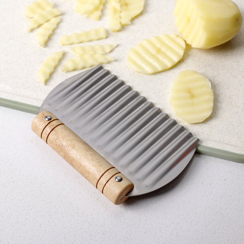 Cuțit de tăiere a cartofilor din oțel inoxidabil cu margine ondulată, pentru uz casnic și restaurant; instrument pentru cartofi prăjiți și sculptarea fructelor și legumelor (pagoda knife carving)
