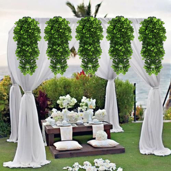 Plantă artificială cu frunze de eucalipt, agățată de perete, viță agățată, decor exterior pentru grădină
