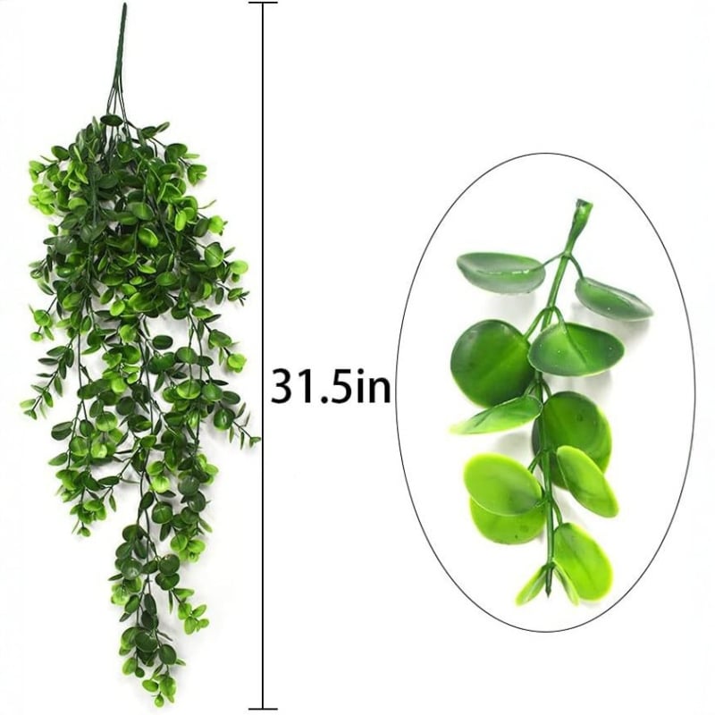 Plantă artificială cu frunze de eucalipt, agățată de perete, viță agățată, decor exterior pentru grădină