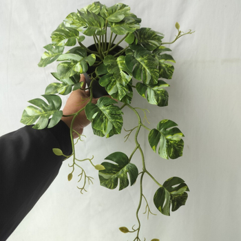 Viță de plante verzi artificiale pentru perete, cu flori false, decor elegant și luxos, de atârnat