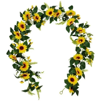 Liana din mătase cu flori de floarea-soarelui, pentru decor în mansardă, stil pastoral