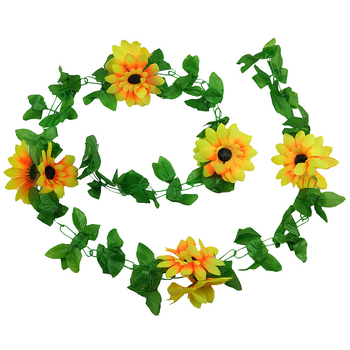 Viță cu floare de floarea-soarelui din mătase, 2.4 m, decor pentru balcon și grădină, floare artificială