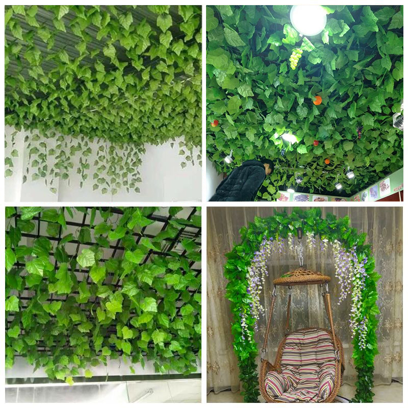 Liană artificială cu frunze de struguri pentru decor de tavan, lungime 200 cm sau mai mult